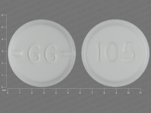 White Round pill with imprint GG;105 — Haloperidol Haloperidol 0.5 mg; (view 2)