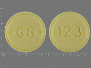 Yellow Round pill with imprint GG;123 — Haloperidol Haloperidol 1 mg; (view 2)