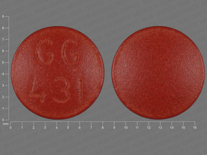 Brown Round pill with imprint GG;431 — Amitriptyline hydrochloride Amitriptyline hydrochloride 50 mg; (view 3)