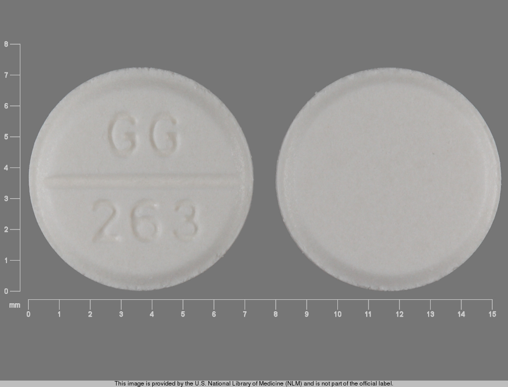 White Round pill with imprint GG263 — Atenolol Atenolol 50 mg; (view 3)