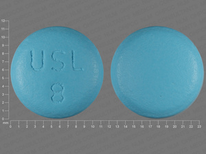 Blue Round pill with imprint USL;8 — Potassium chloride Potassium chloride 600 mg; (view 2)