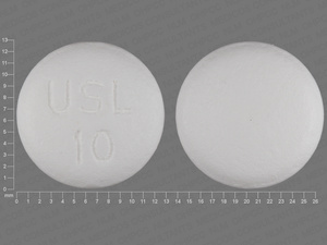 White Round pill with imprint USL;10 — Potassium chloride Potassium chloride 750 mg; (view 2)