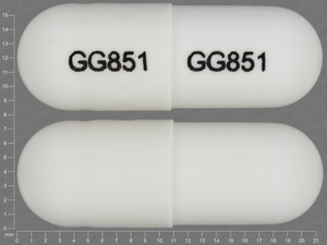White Capsule pill with imprint GG851;GG851 — Ampicillin Ampicillin trihydrate 500 mg; (view 2)