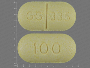 Yellow Capsule pill with imprint 100;GG;335 — Levothyroxine sodium Levothyroxine sodium 100 ug; (view 2)