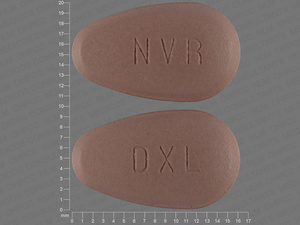 Brown Tear pill with imprint NVR;DXL — Valsartan 320 mg (view 3)