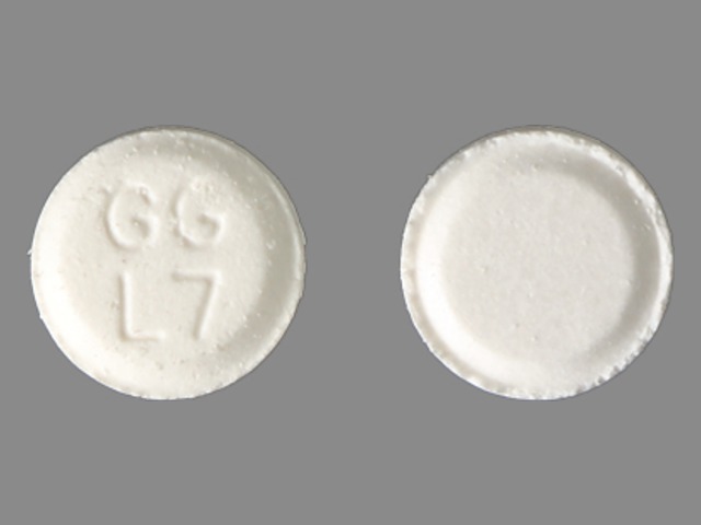 White Round pill with imprint GGL7 — Atenolol Atenolol 25 mg; (view 2)