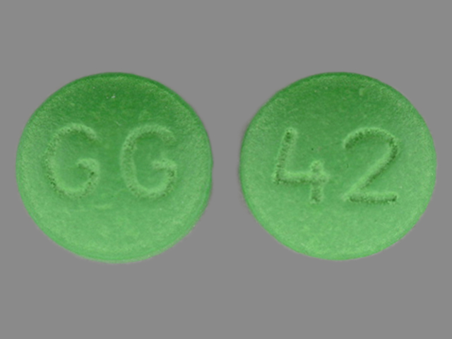 Green Round pill with imprint GG;42 — Imipramine hydrochloride 50 mg (view 2)