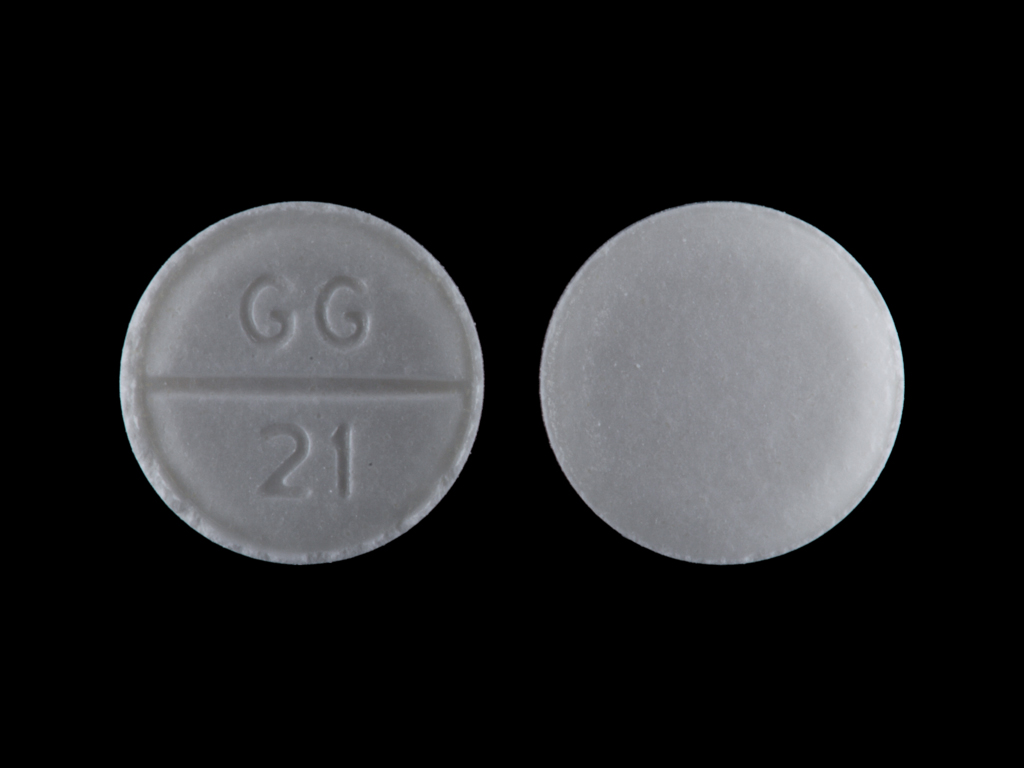 White Round pill with imprint GG21 — Furosemide Furosemide 20 mg; (view 2)