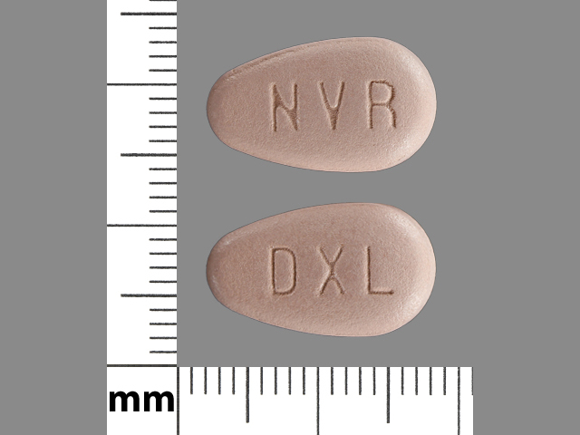 Brown Tear pill with imprint NVR;DXL — Valsartan 320 mg (view 2)