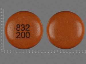 Brown Round pill with imprint 832;200 — Chlorpromazine hydrochloride Chlorpromazine hydrochloride 200 mg; (view 2)