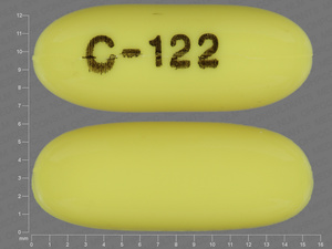 Yellow Oval pill with imprint C;122 — Amantadine hydrochloride Amantadine hydrochloride 100 mg; (view 2)