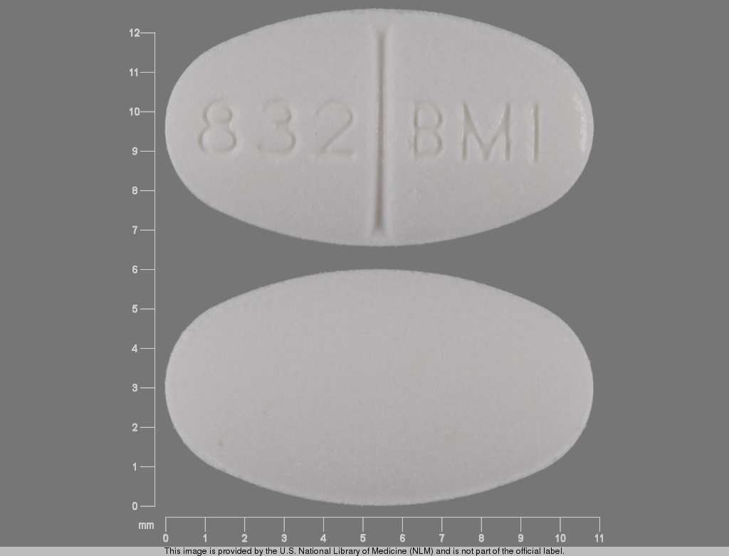White Oval pill with imprint 832;BM1 — Benztropine mesylate 1 mg (view 2)