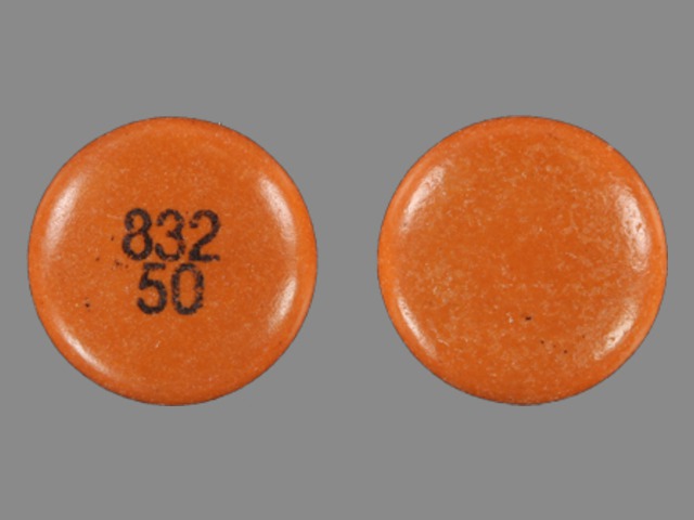 Brown Round pill with imprint 832;50 — Chlorpromazine hydrochloride 50 mg (view 2)