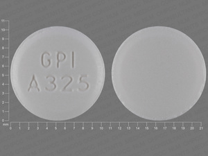 White Round pill with imprint GPI;A325 — Acetaminophen Acetaminophen 325 mg; (view 3)
