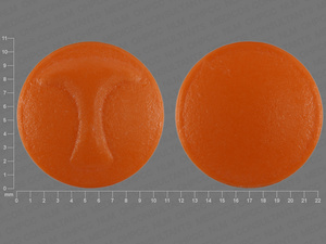 Orange Round pill with imprint T — Aspirin 325 mg (view 2)