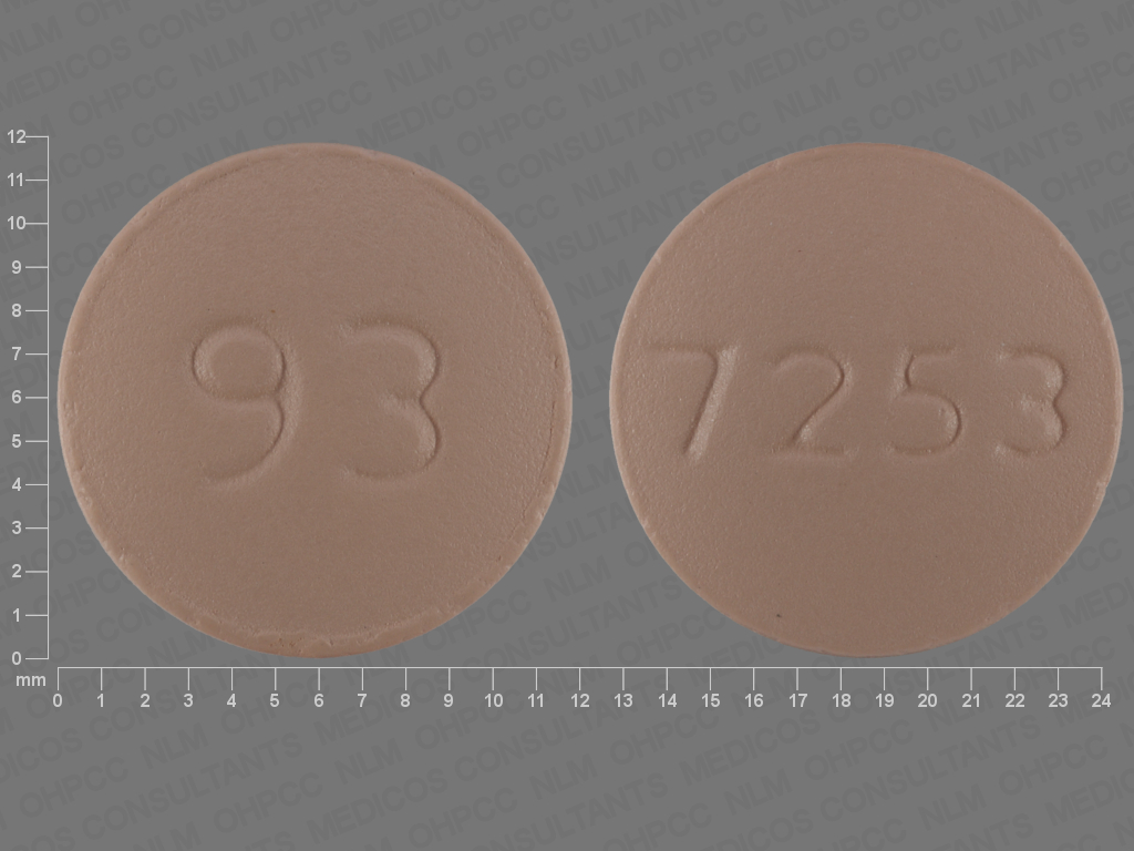 Orange Round pill with imprint 93;7253 — Fexofenadine hydrochloride Fexofenadine hydrochloride 180 mg; (view 2)