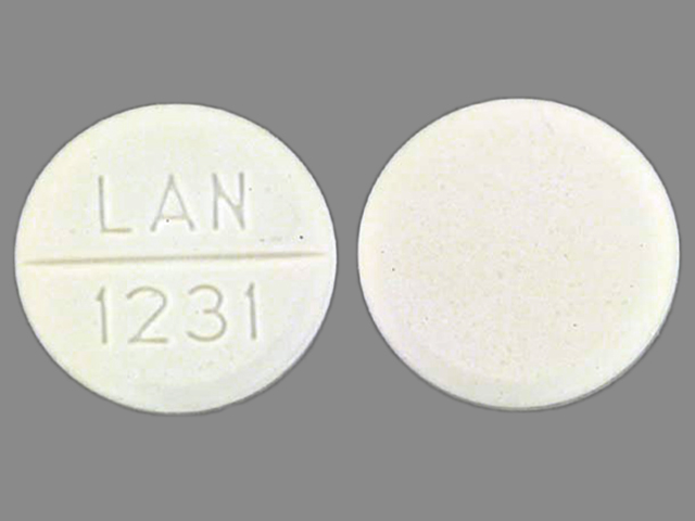 White Round pill with imprint LAN;1231 — Primidone Primidone 250 mg; (view 2)