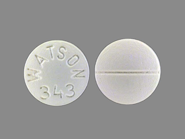 White Round pill with imprint WATSON;343 — Verapamil hydrochloride 80 mg (view 2)