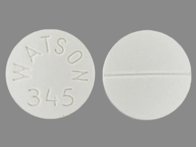 White Round pill with imprint WATSON;345 — Verapamil hydrochloride Verapamil hydrochloride 120 mg; (view 6)