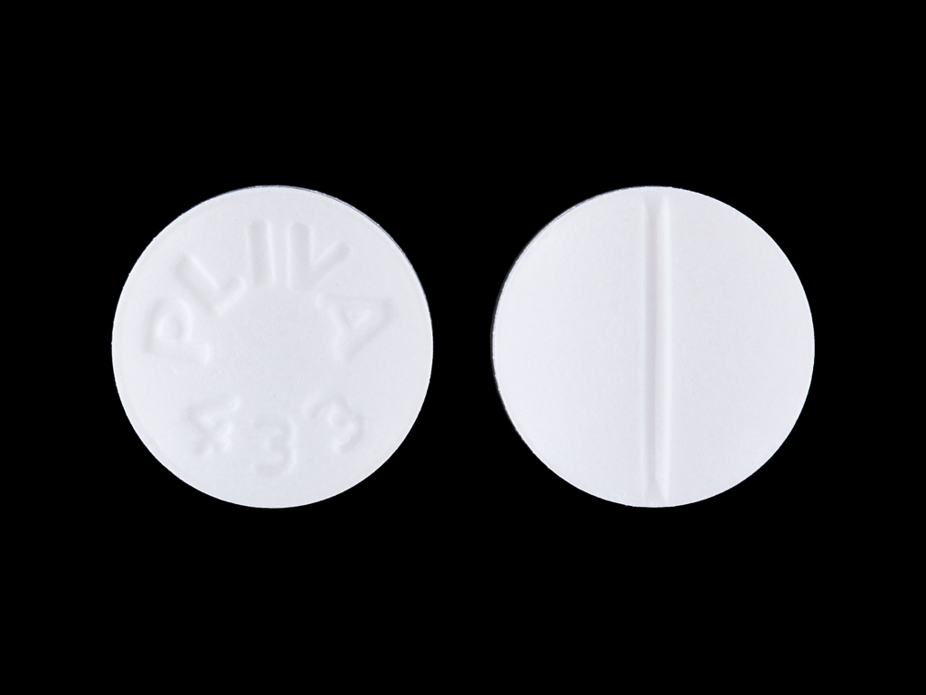 White Round pill with imprint PLIVA;433 — Trazodone hydrochloride Trazodone hydrochloride 50 mg; (view 2)