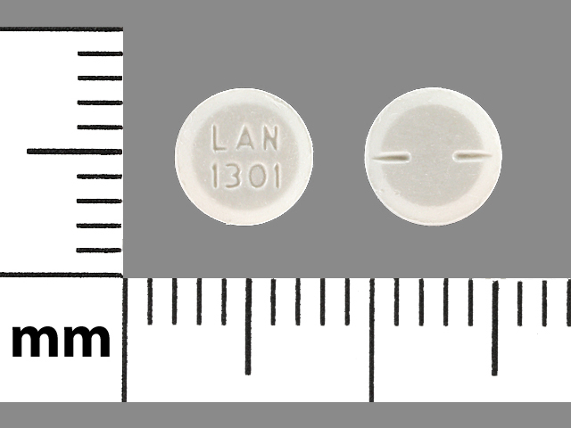 White Round pill with imprint LAN;1301 — Primidone Primidone 50 mg; (view 2)