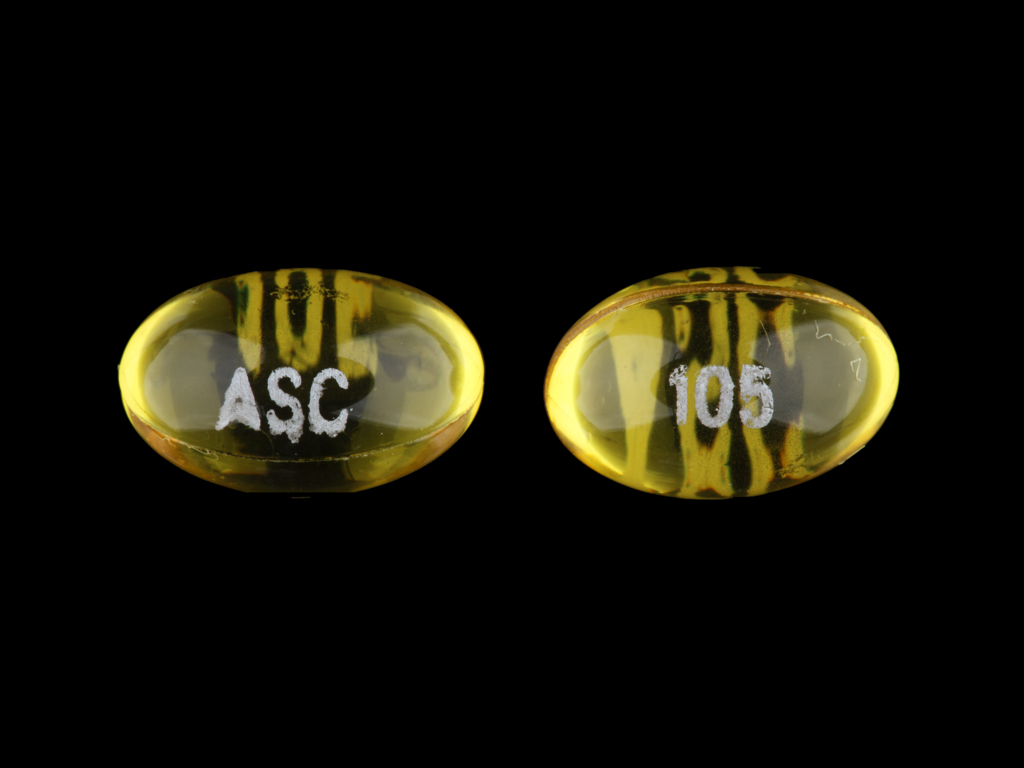 Yellow Oval pill with imprint ASC;105 — Benzonatate 100 mg (view 2)