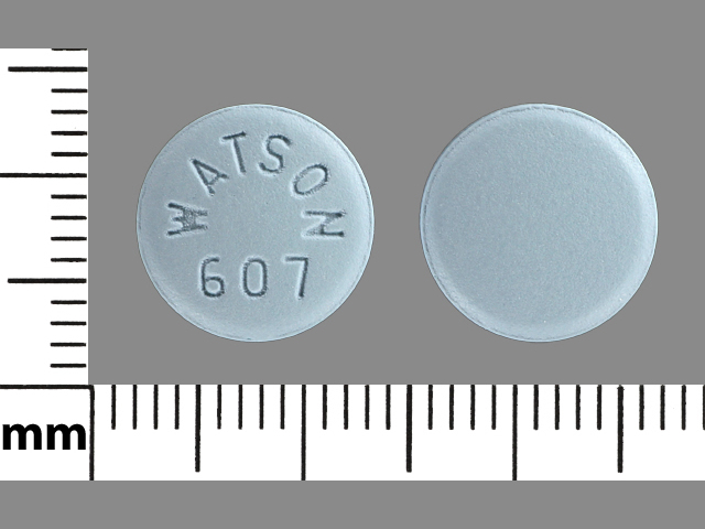 Blue Round pill with imprint WATSON;607 — Labetalol hydrochloride Labetalol hydrochloride 300 mg; (view 2)