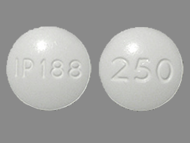 White Round pill with imprint IP188;250 — Naproxen Naproxen 250 mg; (view 2)
