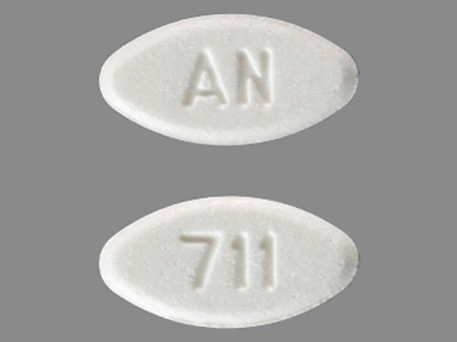 White Oval pill with imprint AN;711 — Guanfacine hydrochloride Guanfacine hydrochloride 1 mg; (view 2)