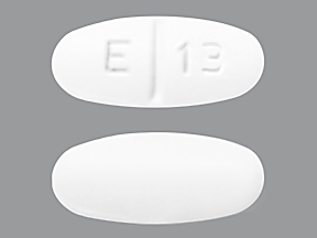 White Oval pill with imprint E;13 — Levetiracetam Levetiracetam 1000 mg; (view 3)