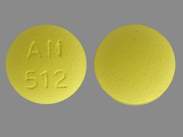 Yellow Round pill with imprint AN;512 — Salsalate Salsalate 500 mg; (view 2)