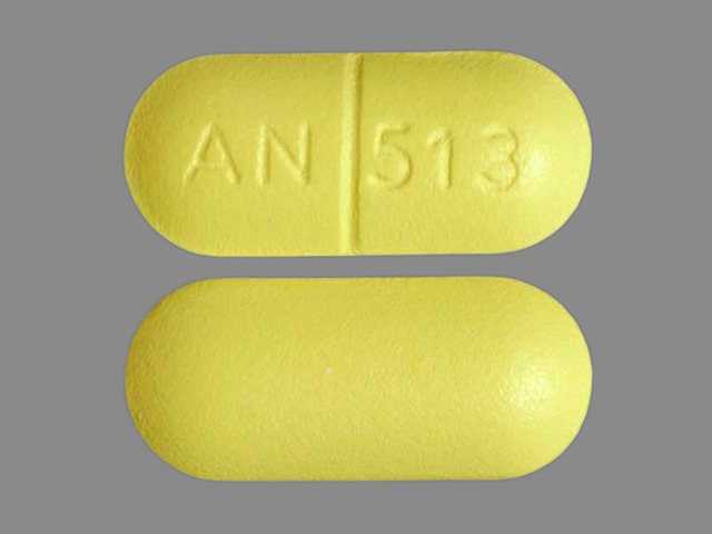 Yellow Capsule pill with imprint AN;513 — Salsalate Salsalate 750 mg; (view 2)