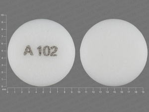 White Round pill with imprint A102 — Bupropion hydrochloride Bupropion hydrochloride 300 mg; (view 2)