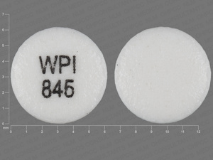 White Round pill with imprint WPI;845 — Glipizide Glipizide 10 mg; (view 5)