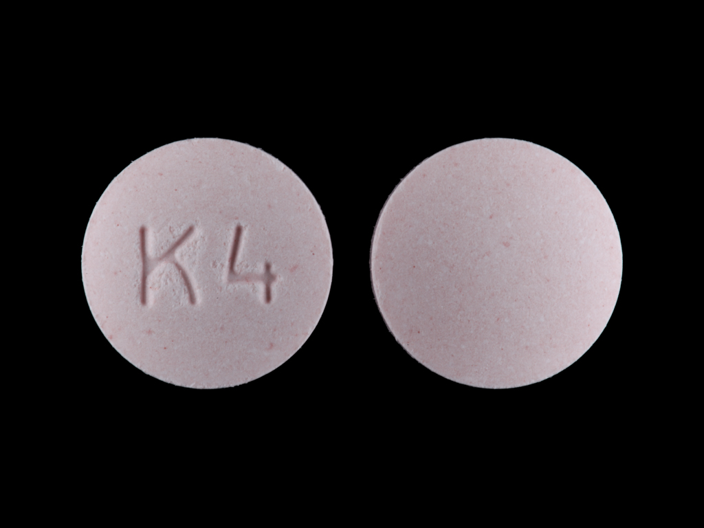 Pink Round pill with imprint K;4 — Promethazine hydrochloride Promethazine hydrochloride 50 mg; (view 2)