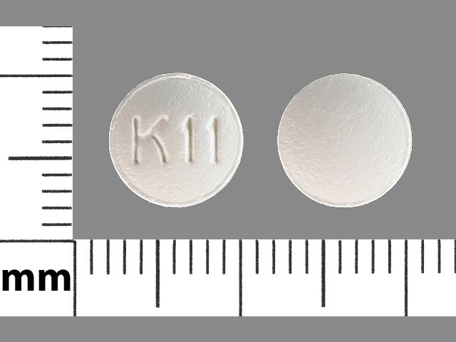 White Round pill with imprint K;11 — Hydroxyzine hydrochloride Hydroxyzine hydrochloride 25 mg; (view 2)