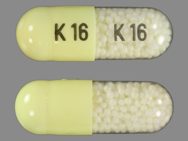 Yellow Capsule pill with imprint K;16 — Indomethacin Indomethacin 75 mg; (view 2)