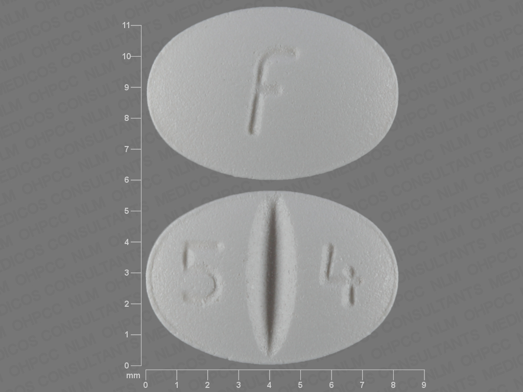 White Oval pill with imprint F;5;4 — Escitalopram Escitalopram oxalate 10 mg; (view 2)