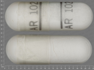 White Capsule pill with imprint AR;102;AR;102 — Quinine sulfate 324 mg (view 2)