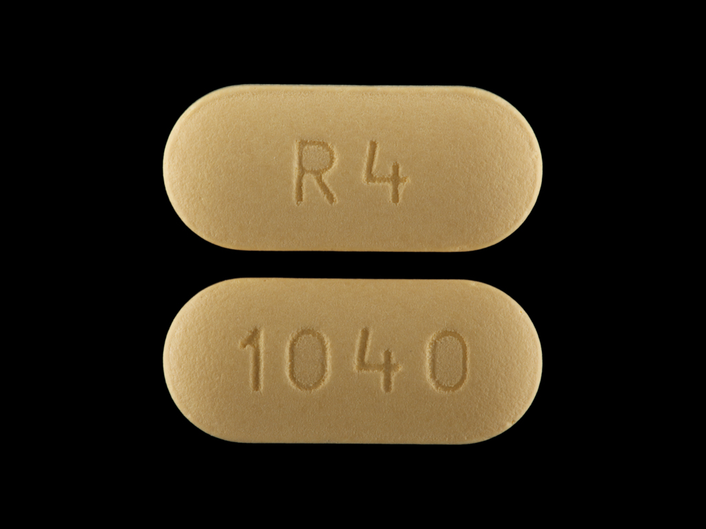 Yellow Oval pill with imprint R4;1040 — Risperidone 4 mg (view 2)