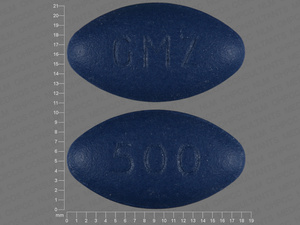 Blue Oval pill with imprint GMZ;500 — Metformin hydrochloride 500 mg (view 2)