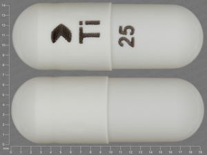 White Capsule pill with imprint 25;Ti — Topiramate Topiramate 25 mg; (view 2)