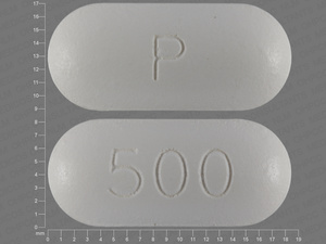 White Capsule pill with imprint P;500 — Ciprofloxacin Ciprofloxacin hydrochloride 500 mg; (view 3)