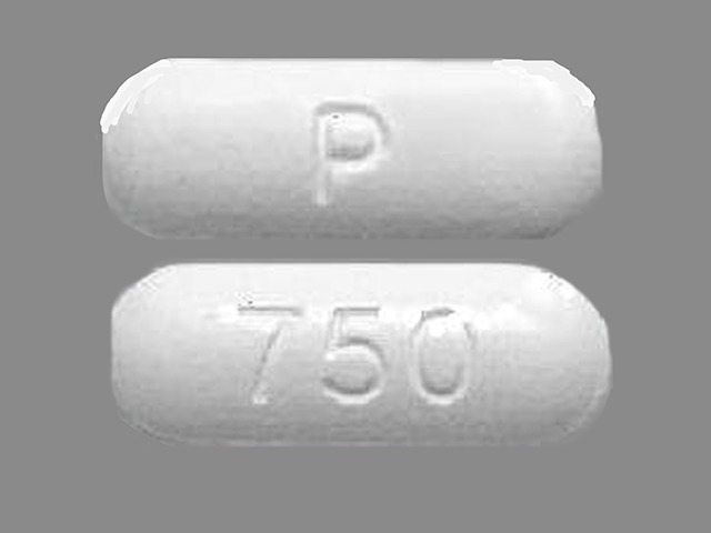 White Oval pill with imprint P;750 — Ciprofloxacin 750 mg (view 2)