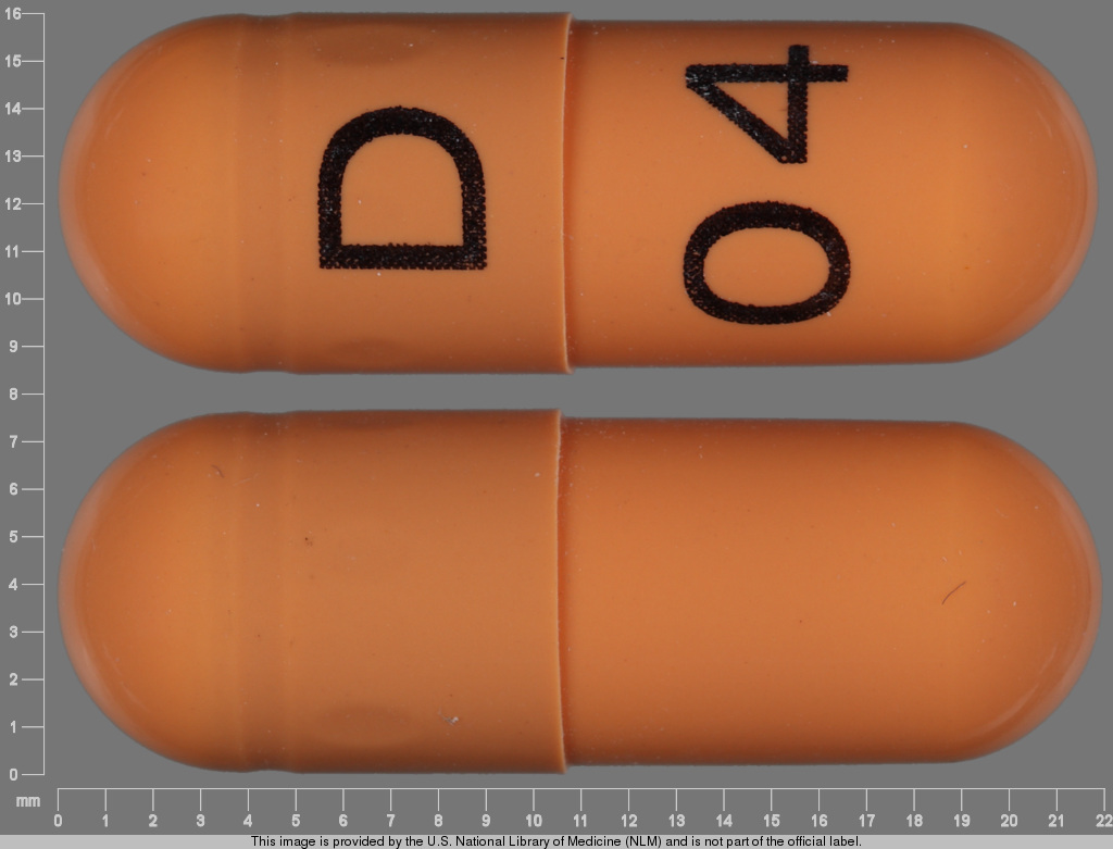 Orange Capsule pill with imprint D;04 — Gabapentin Gabapentin 400 mg; (view 2)
