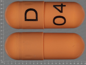 Orange Capsule pill with imprint D;04 — Gabapentin Gabapentin 400 mg; (view 4)