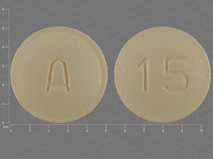 Yellow Round pill with imprint A;15 — Simvastatin Simvastatin 5 mg; (view 4)