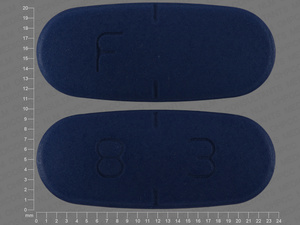 Blue Oval pill with imprint F;8;3 — Valacyclovir 1000 mg (view 3)