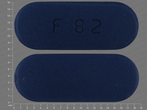 Blue Oval pill with imprint F;82 — Valacyclovir 500 mg (view 4)