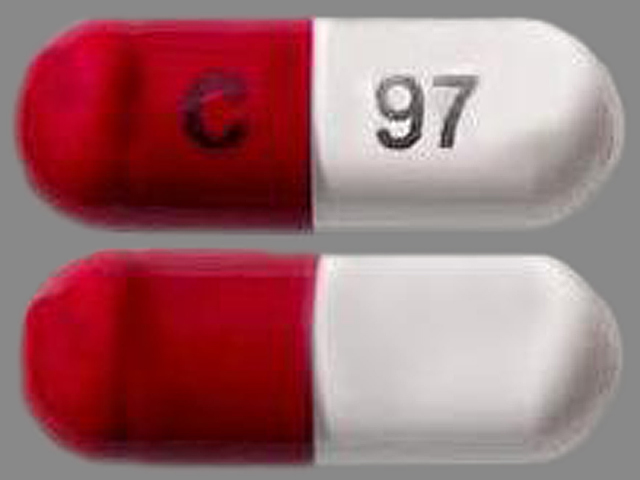 Red;white Capsule pill with imprint C;97 — Cefadroxil Cefadroxil 500 mg; (view 4)